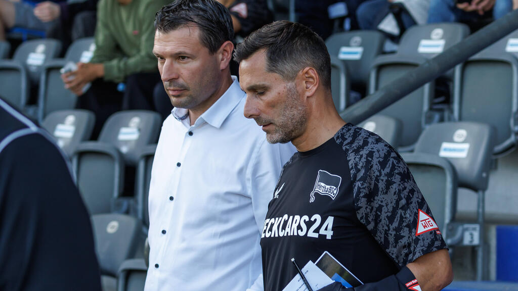 Suchen noch Verstärkungen für Hertha BSC: Sportchef Benajmin Weber (l.) und Trainer Stefan Leitl Suchen noch Verstärkungen für Hertha BSC: Sportchef Benajmin Weber (l.) und Trainer Stefan Leitl