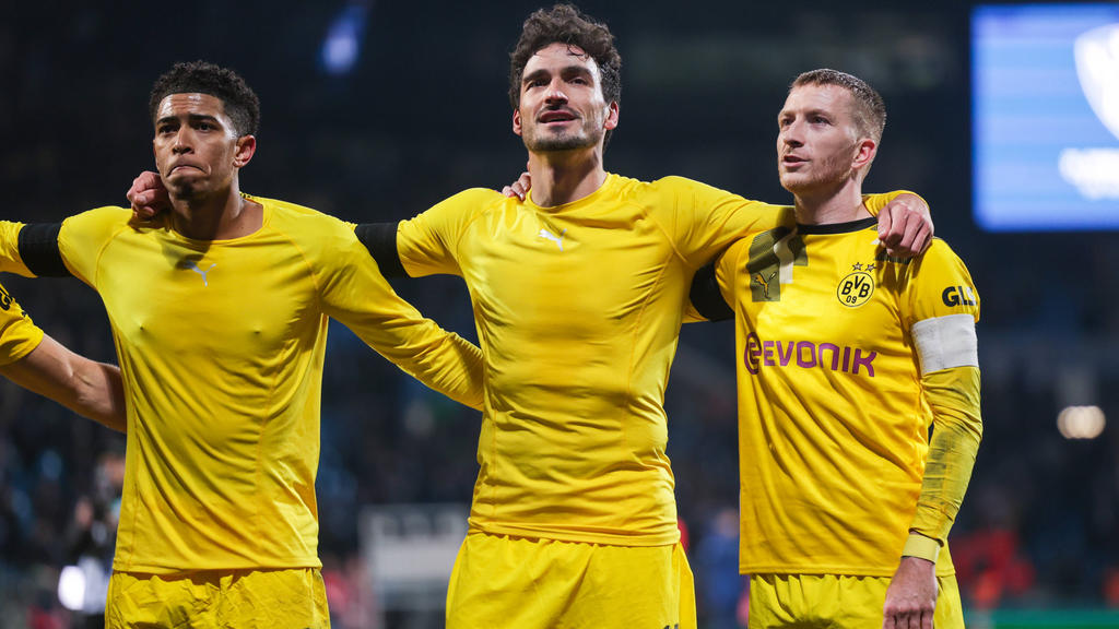 Die BVB-Stars Jude Bellingham, Mats Hummels und Marco Reus (v.l.) Die BVB-Stars Jude Bellingham, Mats Hummels und Marco Reus (v.l.)