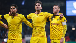 Die BVB-Stars Jude Bellingham, Mats Hummels und Marco Reus (v.l.)