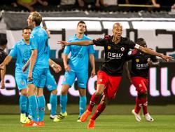Ryan Koolwijk is in extase na het scoren van de 2-0 tijdens het competitieduel Excelsior - Heracles Almelo (10-09-2016).