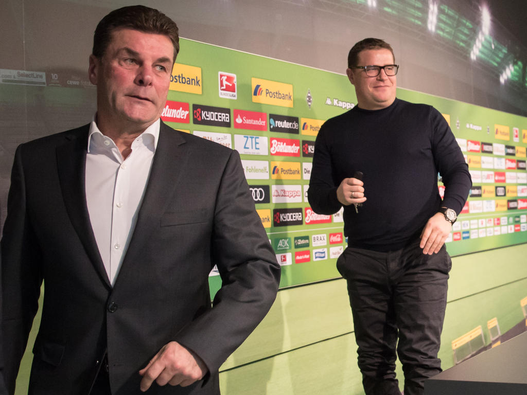 Dieter Hecking (l.) soll bei Borussia Mönchengladbach verlängern