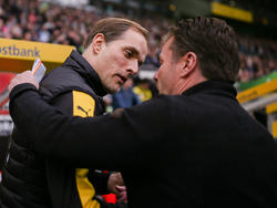 Dieter Hecking (r.) zollt BVB-Trainer Thomas Tuchel Respekt