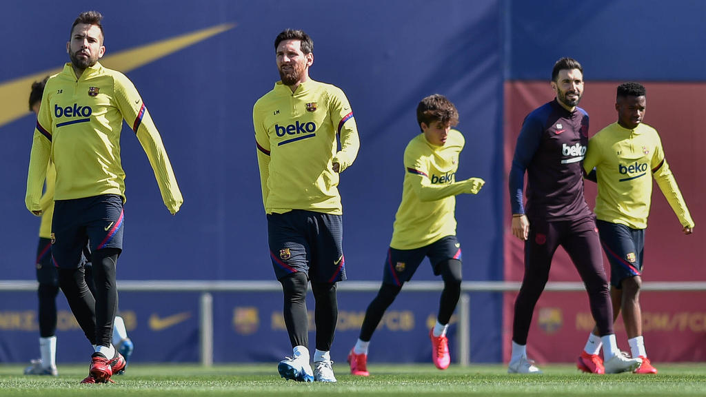 Imagen de un entrenamiento del FC Barcelona.
