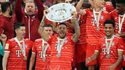 Corentin Tolisso (m.) hatte in seiner Zeit beim FC Bayern viele Gründe zum Jubeln