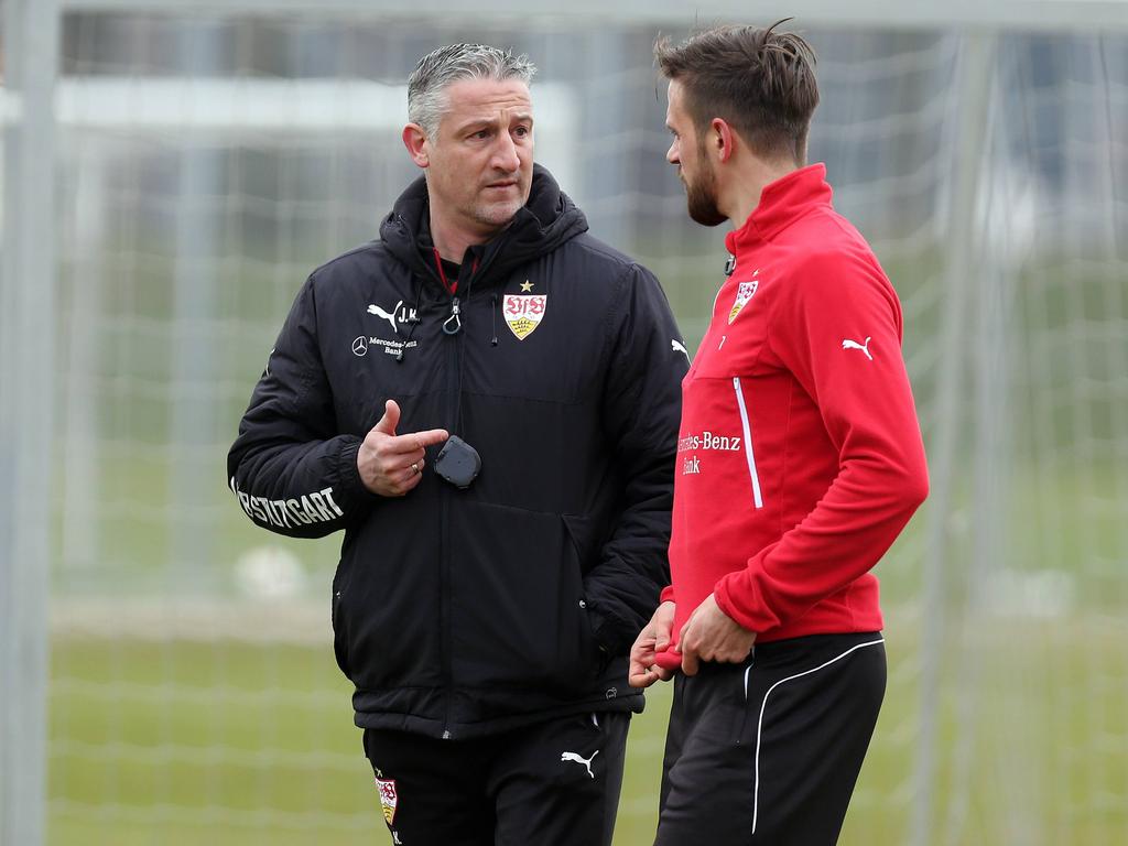 Jürgen Kramny (l.) kann in Ingolstadt nicht auf Martin Harnik bauen