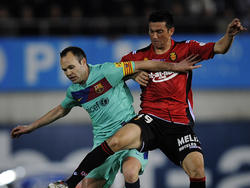Pep Martí (dcha.) con el Mallorca en Copa ante el Barcelona en 2013. (Foto: Getty)