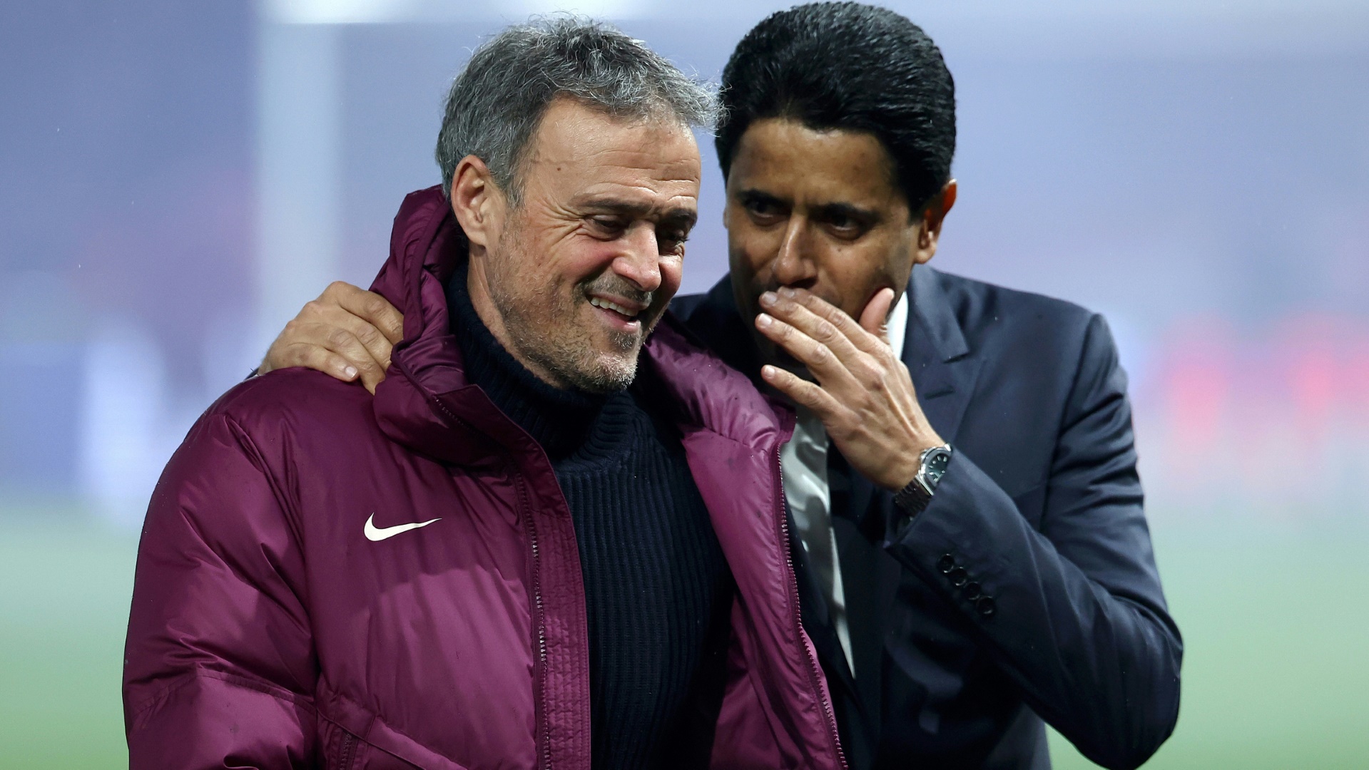Luis Enrique (l.) mit Präsident Nasser Al-Khelaifi Luis Enrique (l.) mit Präsident Nasser Al-Khelaifi