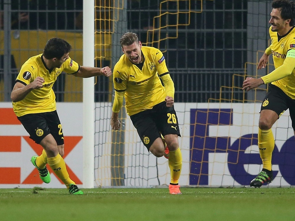 Lukas Piszczek feiert Borussia Dortmunds Führungstreffer