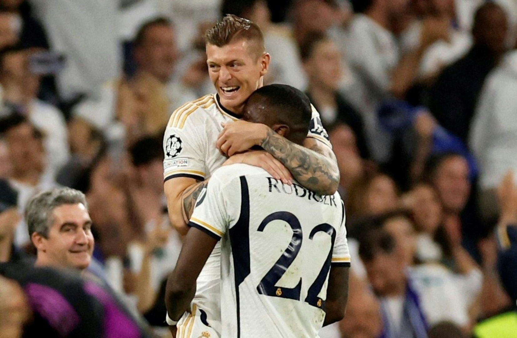 Kroos und Rüdiger jubeln in der Champions League Kroos und Rüdiger jubeln in der Champions League