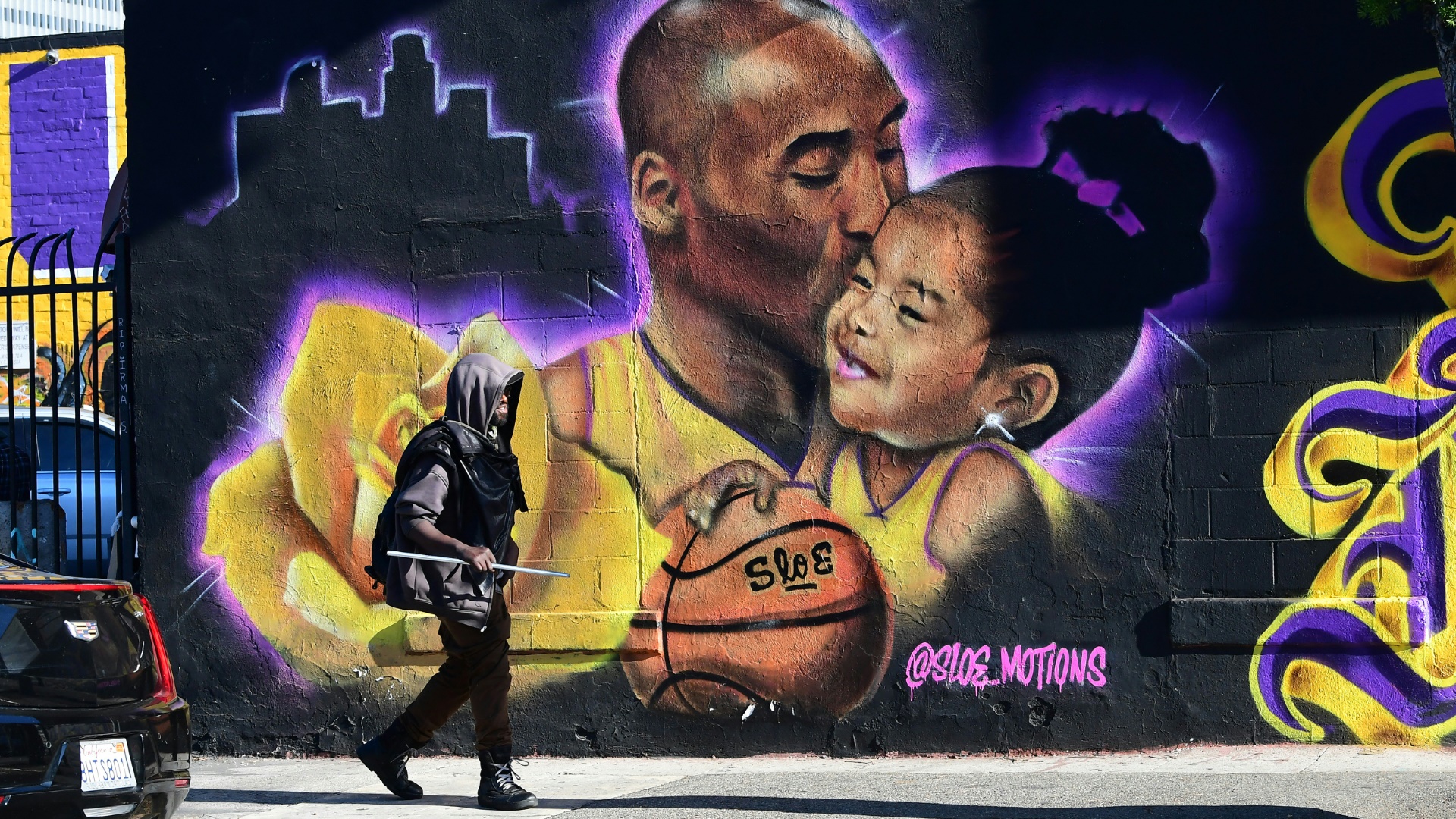 Ein berühmtes Kobe-Mural in LA wurde beschädigt