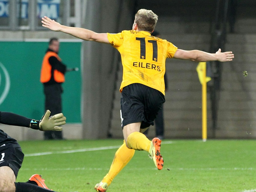 Justin Eilers bejubelt seinen Treffer gegen Erfurt