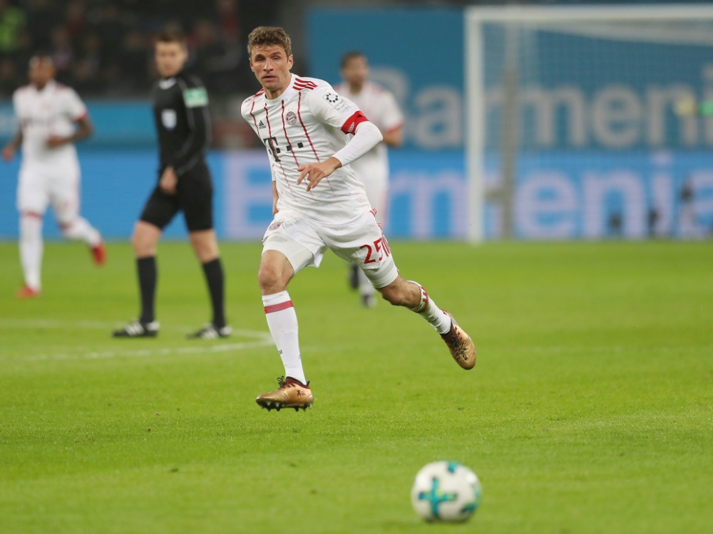 Zufrieden nach dem Sieg in Leverkusen: Thomas Müller