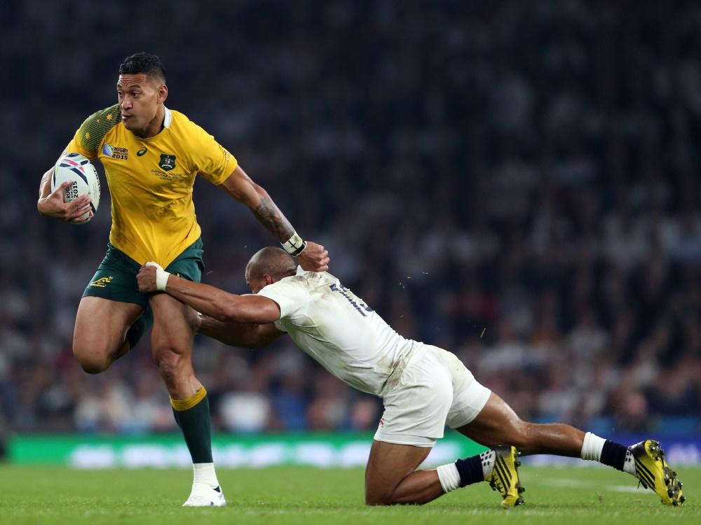 Israel Folau (l.) klagt gegen seine Entlassung Israel Folau (l.) klagt gegen seine Entlassung
