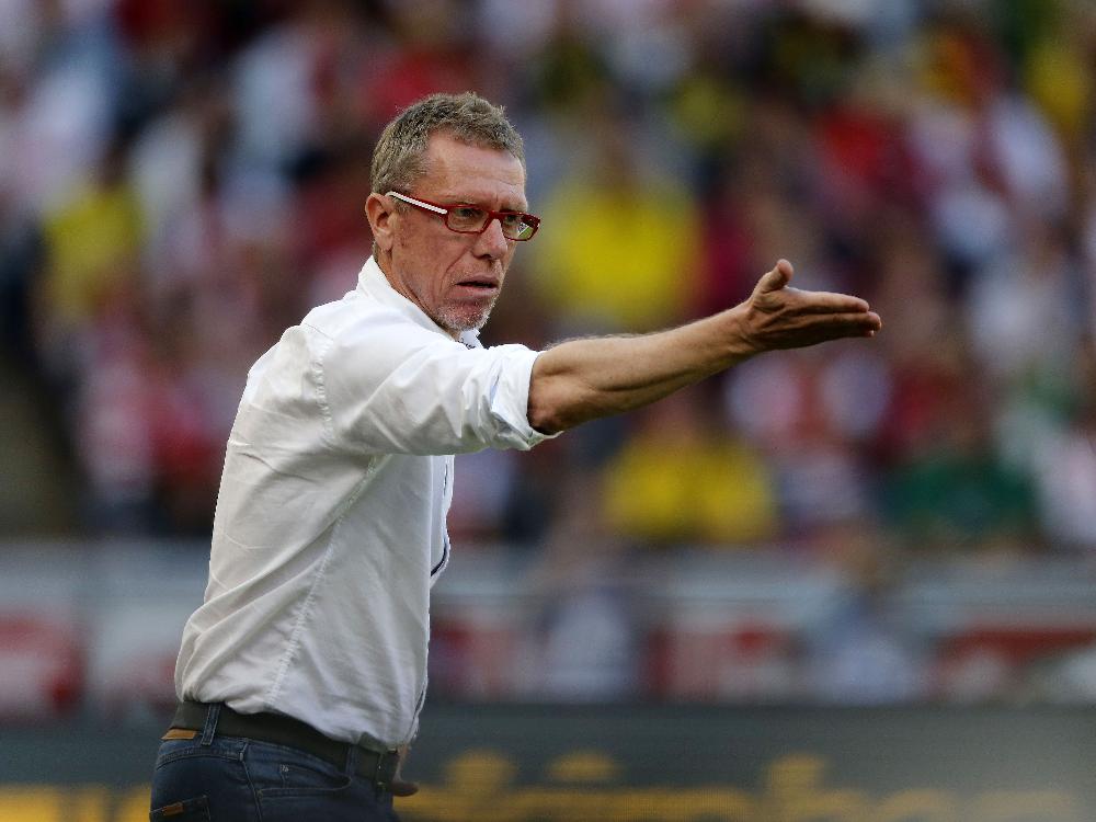 Köln-Coach Peter Stöger reicht seine Hand