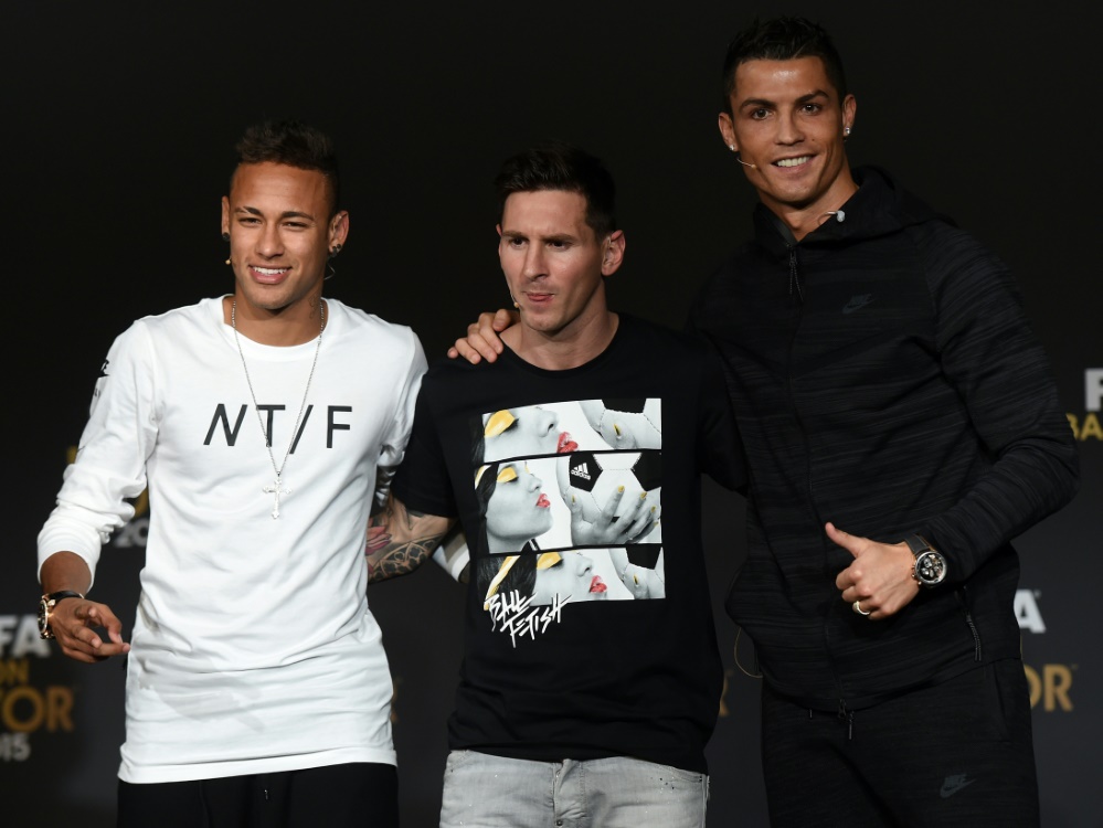 Die drei Anwärter auf die Wahl zum Weltfußballer: Neymar, Messi und Ronaldo