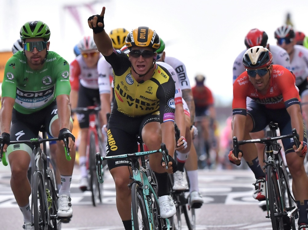 Dylan Groenewegen (M.) gewinnt die siebte Etappe Dylan Groenewegen (M.) gewinnt die siebte Etappe