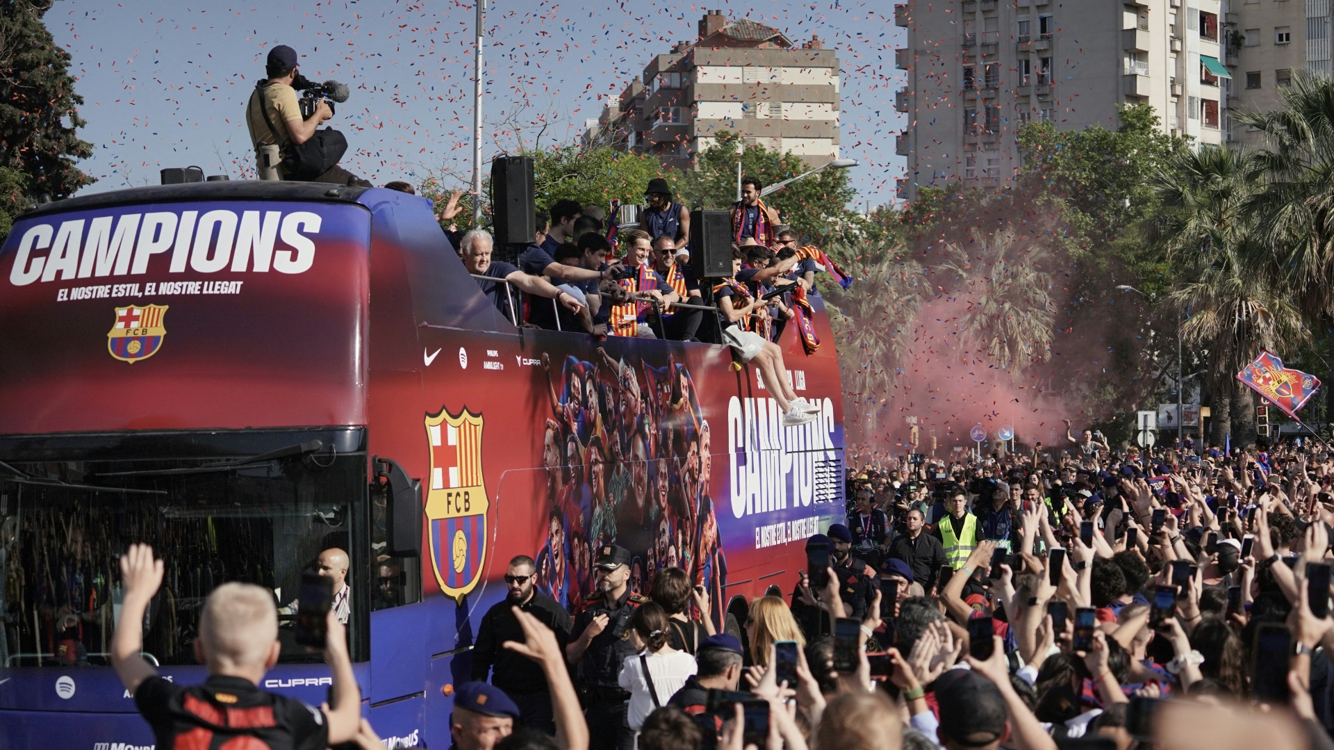 Der FC Barcelona wird gefeiert Der FC Barcelona wird gefeiert