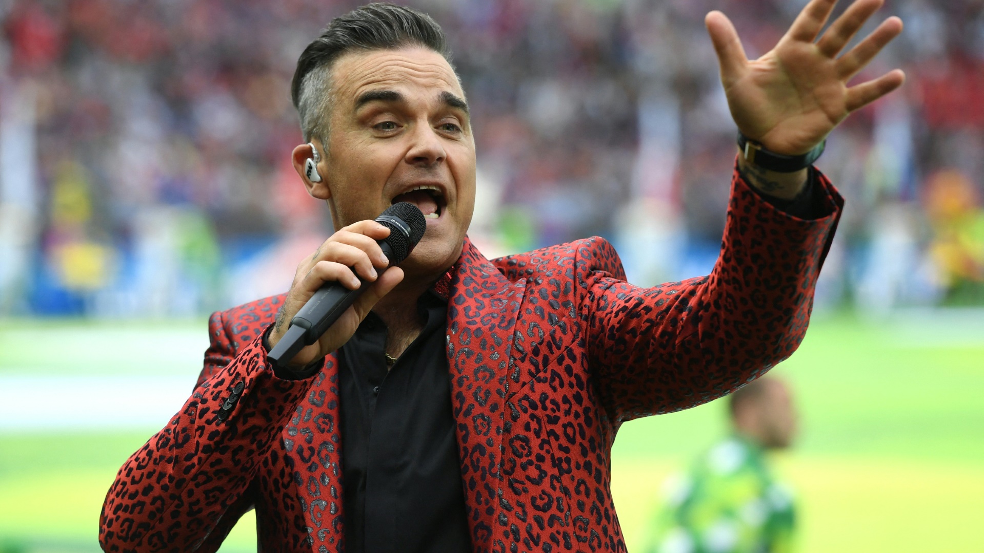 Popstar und Fußballfan: Robbie Williams 2018 in Moskau Popstar und Fußballfan: Robbie Williams 2018 in Moskau