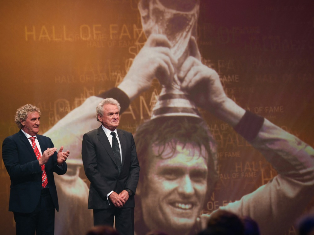 Der Belgier Jean-Marie Pfaff (L) lobt Joachim Löw Der Belgier Jean-Marie Pfaff (L) lobt Joachim Löw