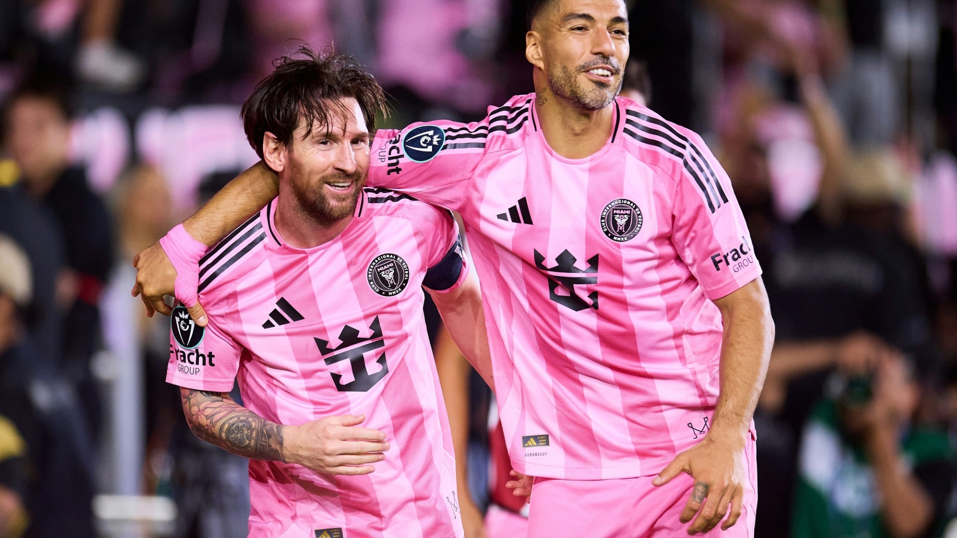 Teamkollegen bei Inter Miami: Messi (l.) und Suárez (r.)