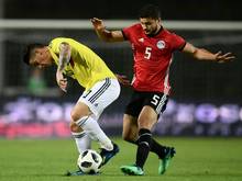 James (li.) verpasste mit Kolumbien den Sieg gegen Ägypten