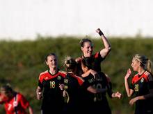 Die DFB-Frauen jubeln beim Spiel gegen Norwegen