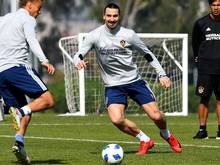 Im neuen Outfit: Ibrahimovic beim ersten Galaxy-Training