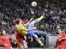 Zlatan Ibrahimovic trifft gegen Iran zum 1:0